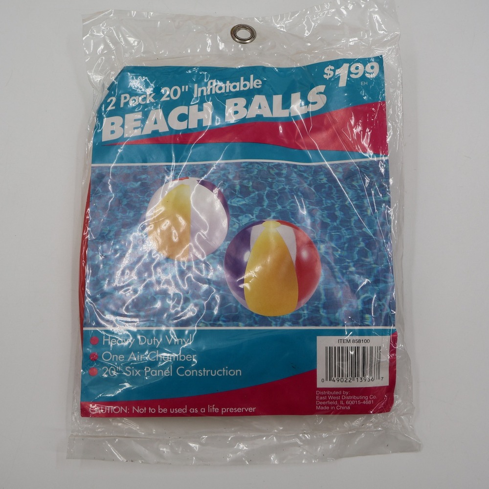 Vintage Inflatable Beach Balls 2 Pack 20 Inch Multicolor Vinyl
